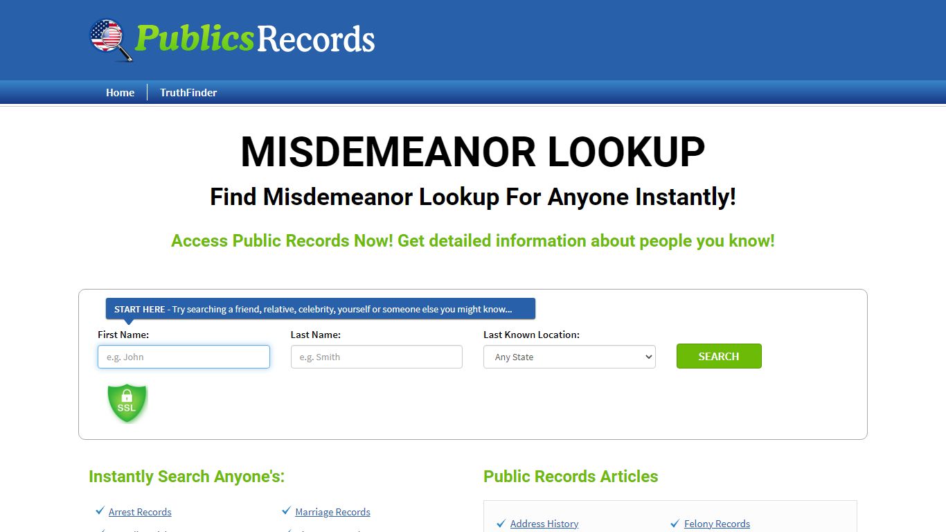 Find Misdemeanor Lookup For Anyone - publicsrecords.com